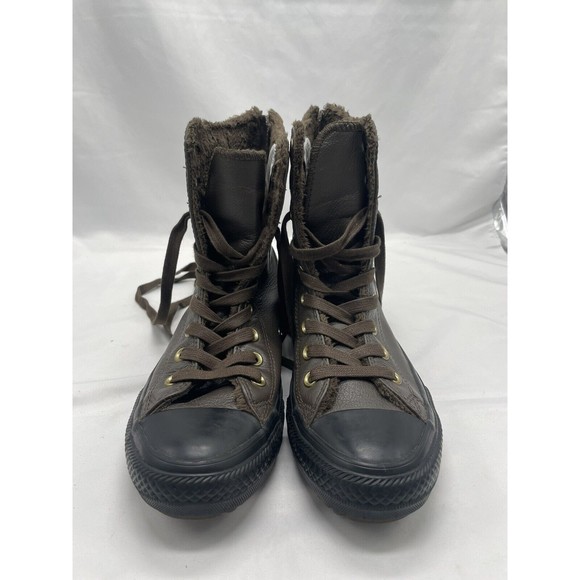 Converse Chuck Taylor All Star Boot Leather Fur Hot Cocoa/Black Women’s 6.5 - Picture 7 of 11